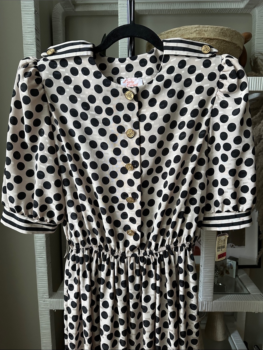 Polka Dot Button-Front Dress in Ivory & Black